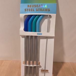 Eco One Reusable Steel Straws 4 Pack Silicone Tips Cleaning Brush