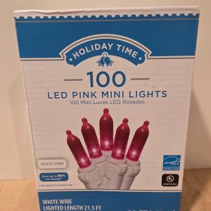 Holiday Time 100 Count Pink LED Mini String Lights White Wire 23 Ft
