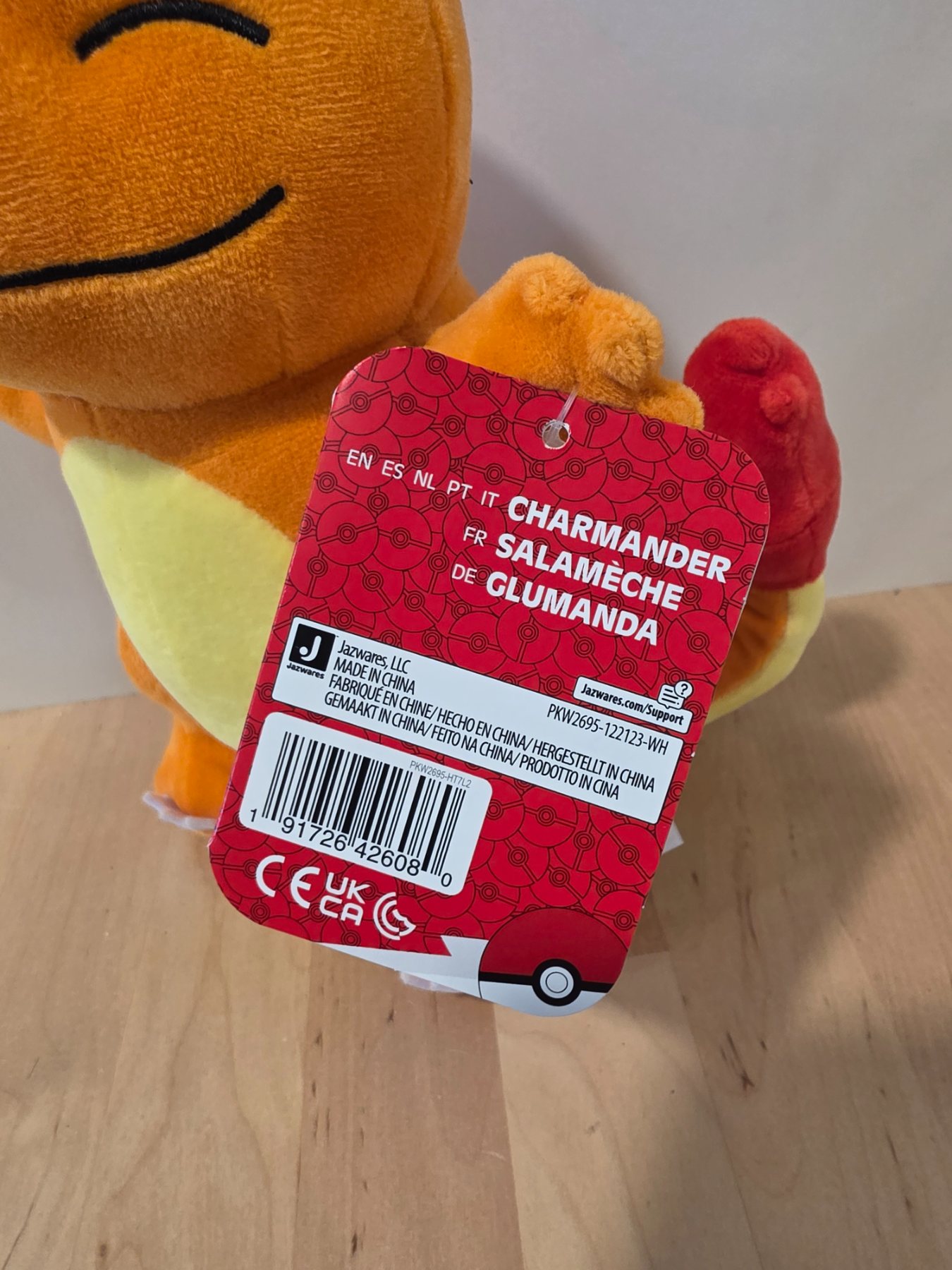 Jazwares Pokemon Charmander 8 in Plush Eyes Closed With Tags PKW2695 - Image 2