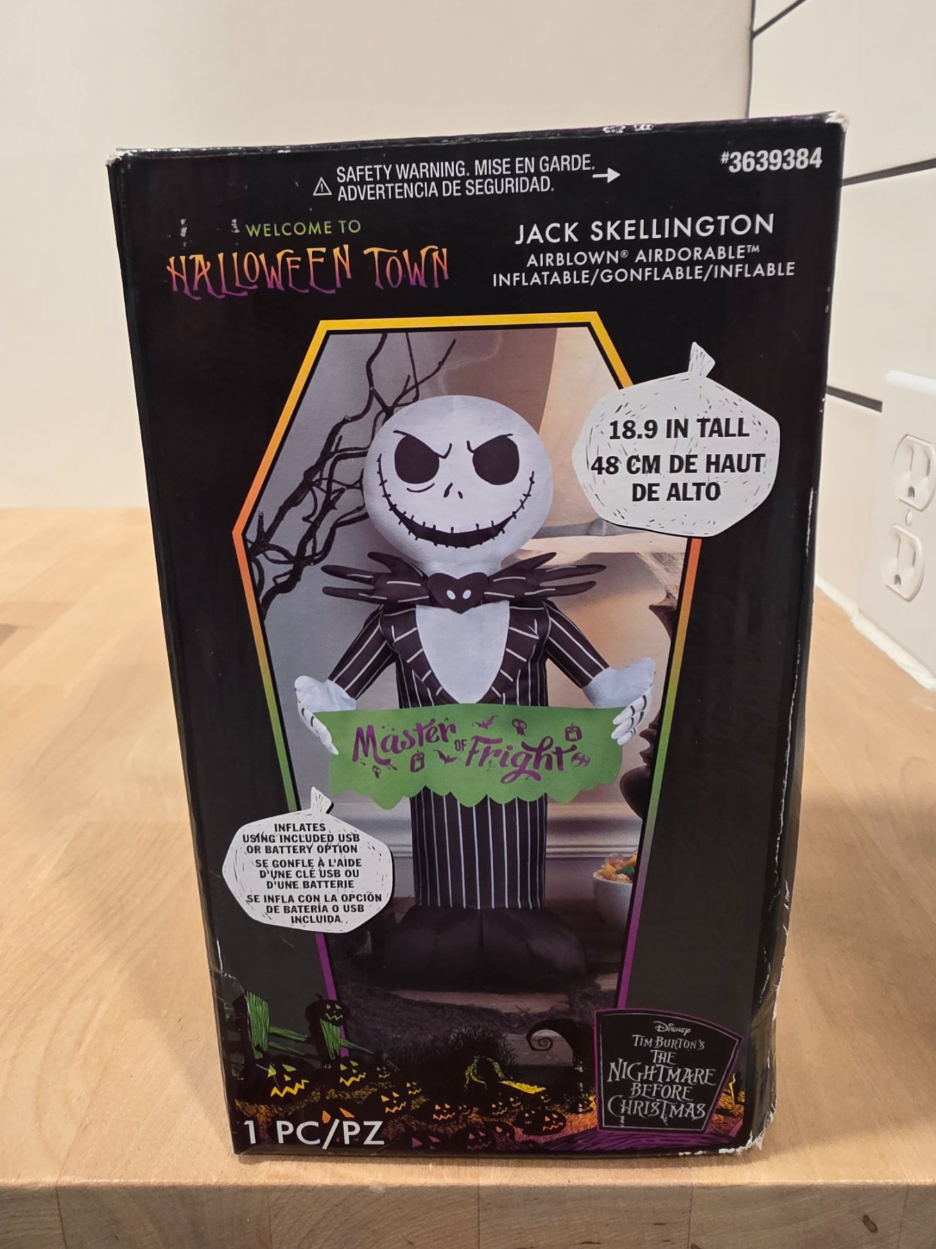 Gemmy Disney Jack Skellington 18.9 in Airblown Tabletop Inflatable