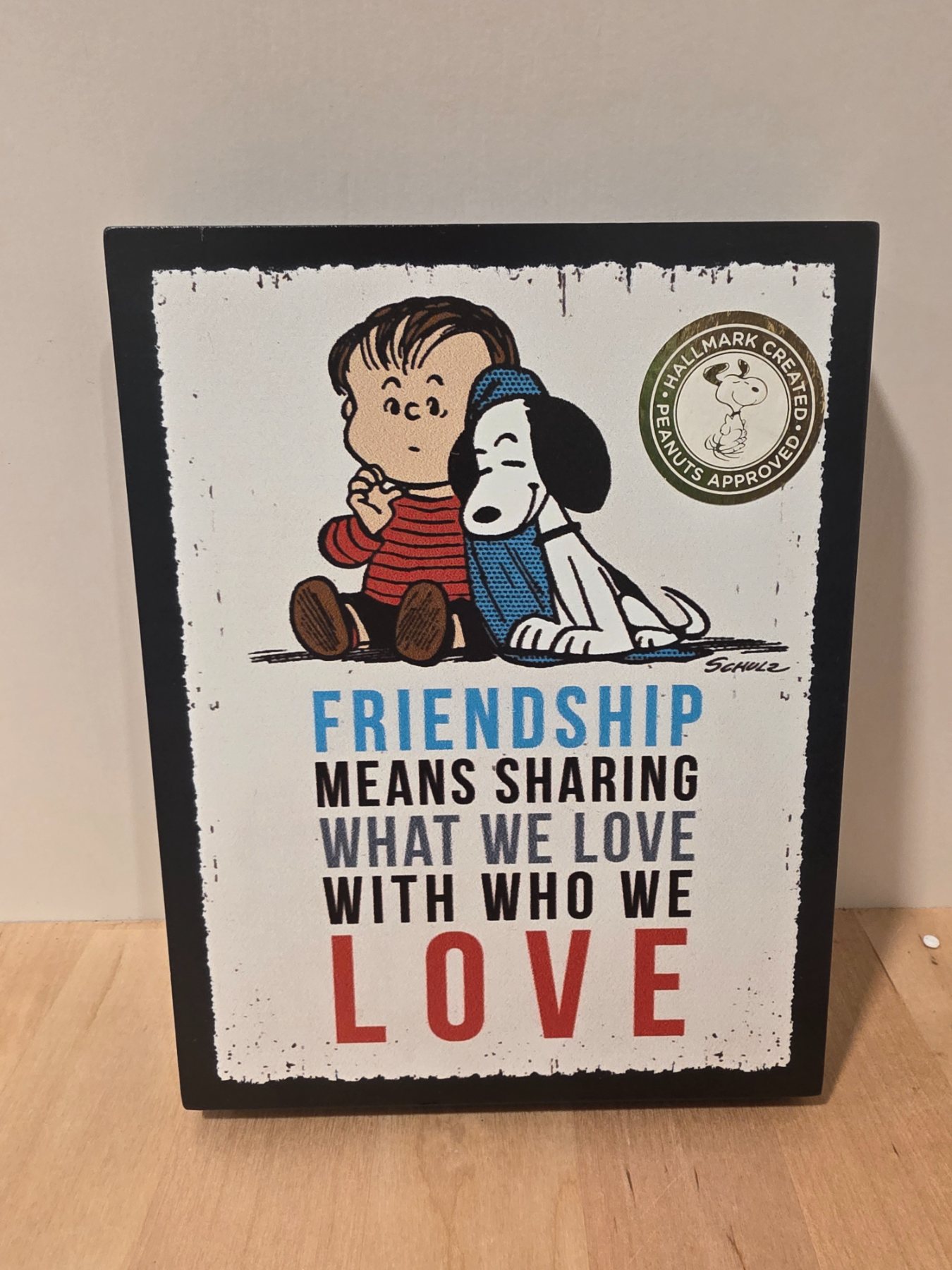 Hallmark Peanuts Snoopy Linus Friendship Means Sharing Wall Plaque