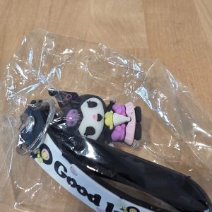 Kuromi Style Black Silicone Wrist Strap Keychain Bag Charm