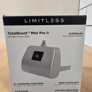 Limitless TotalBoost Mini Pro II 6000mAh Power Bank Silver Metallic