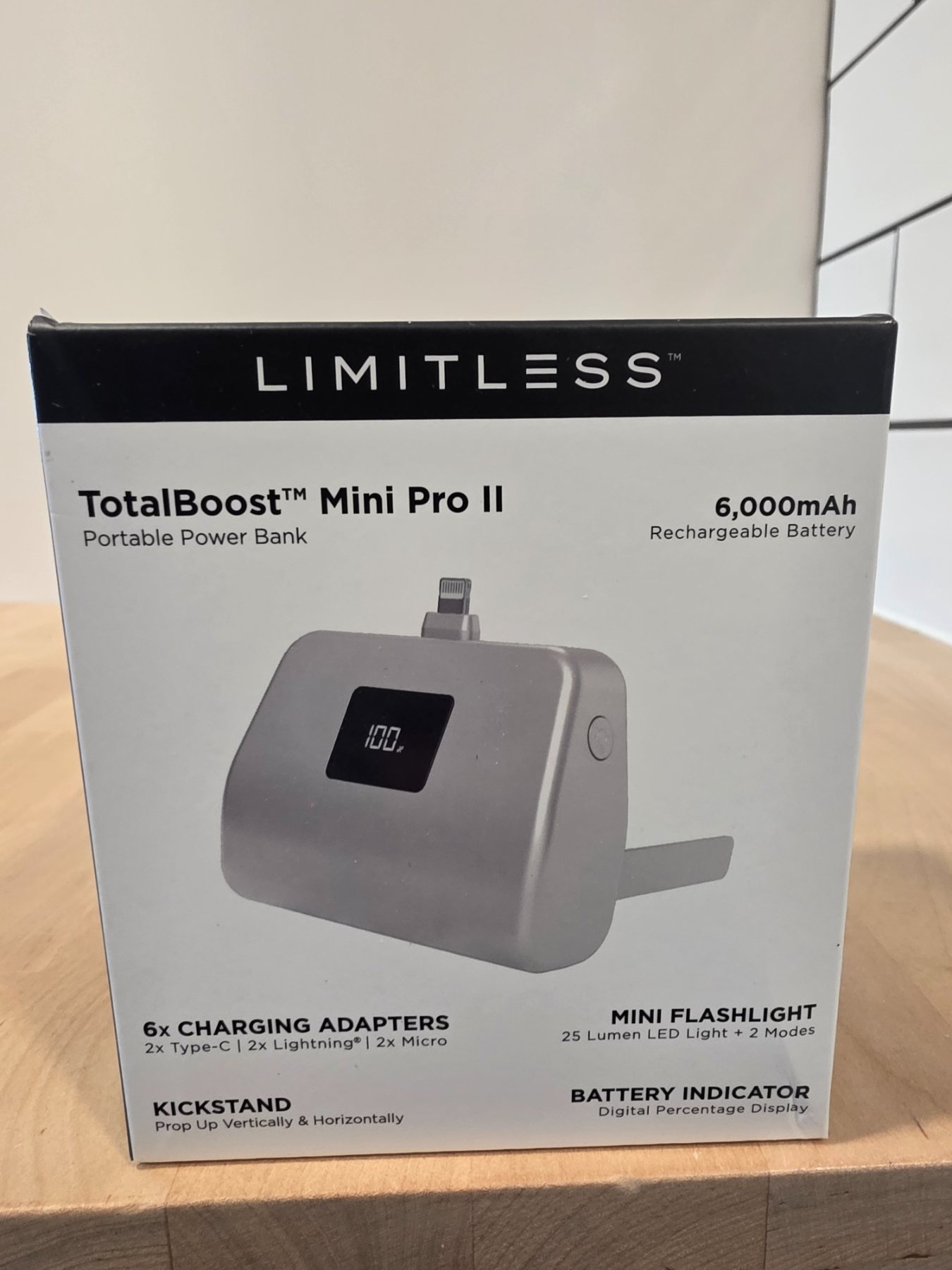 Limitless TotalBoost Mini Pro II 6000mAh Power Bank Silver Metallic