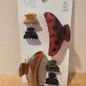 Time and Tru 6 Piece Claw Hair Clip Set Brown Black Tortoise