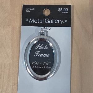 Metal Gallery Oval Photo Frame Keychain Charm Silver Tone 1 1/32 x 1 17/32