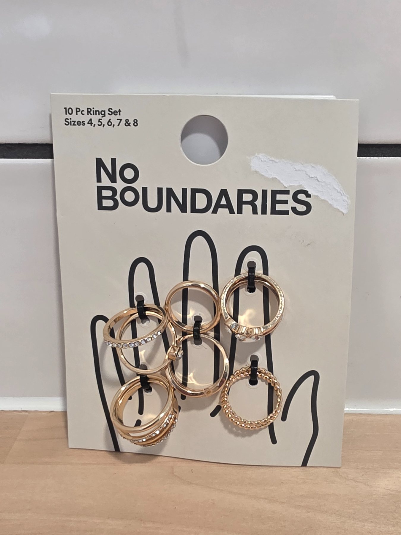 No Boundaries Gold Tone 10 Piece Ring Set Sizes 4 5 6 7 8
