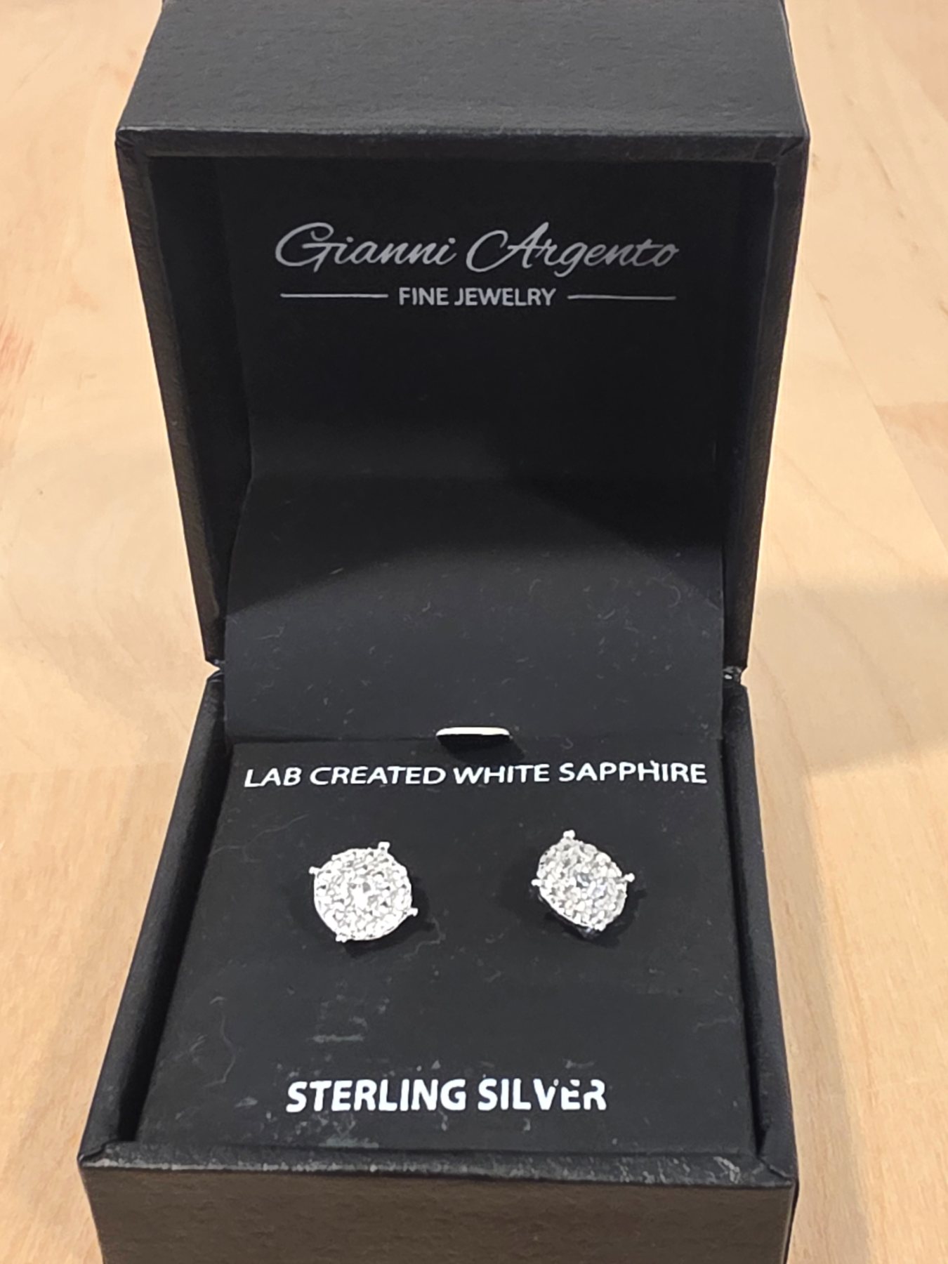 Gianni Argento Sterling Silver Lab Created White Sapphire Halo Stud Earrings