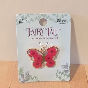 Fairy Tale by Bead Treasures Pink Floral Butterfly Pendant Charm