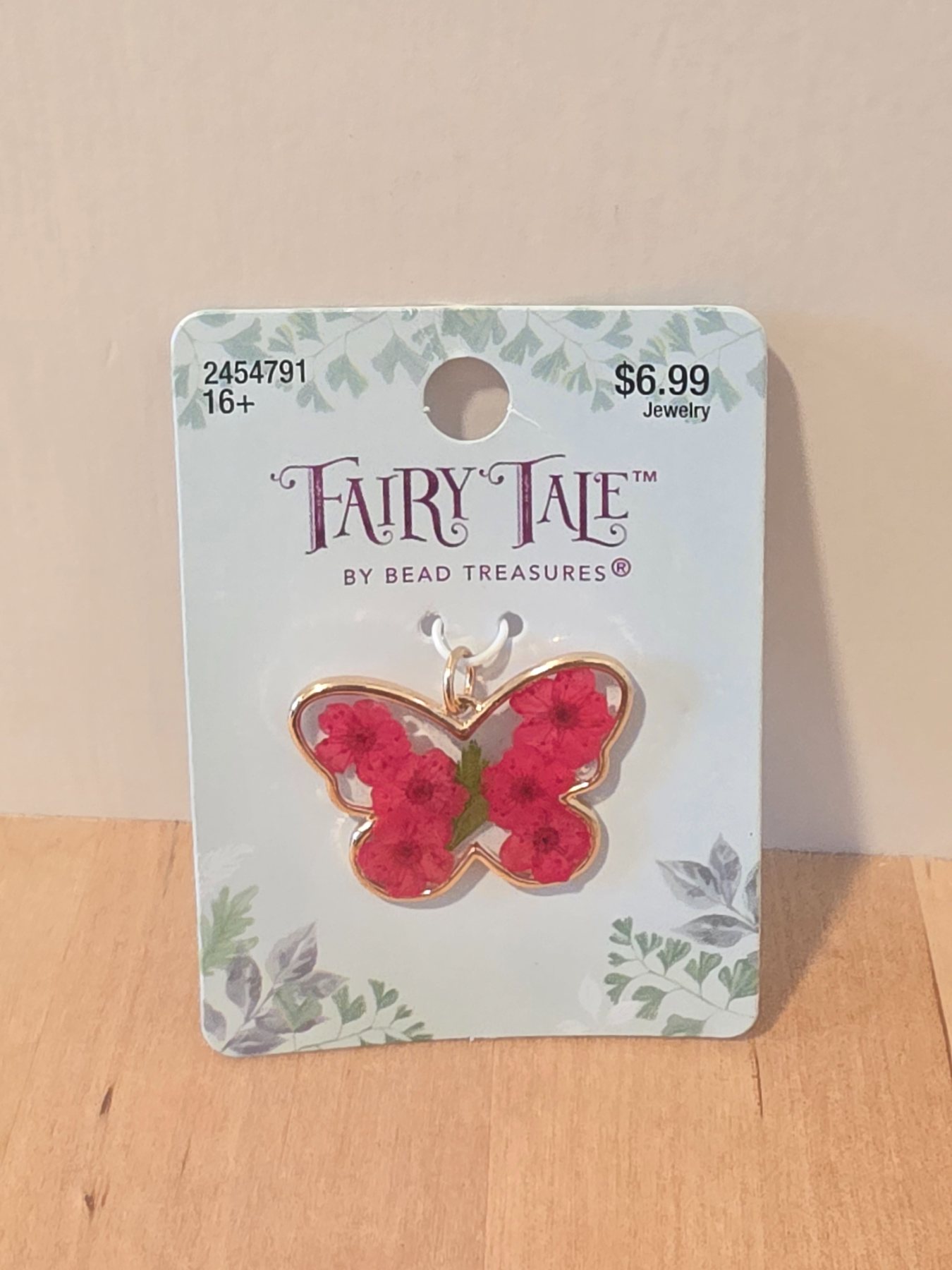 Fairy Tale by Bead Treasures Pink Floral Butterfly Pendant Charm