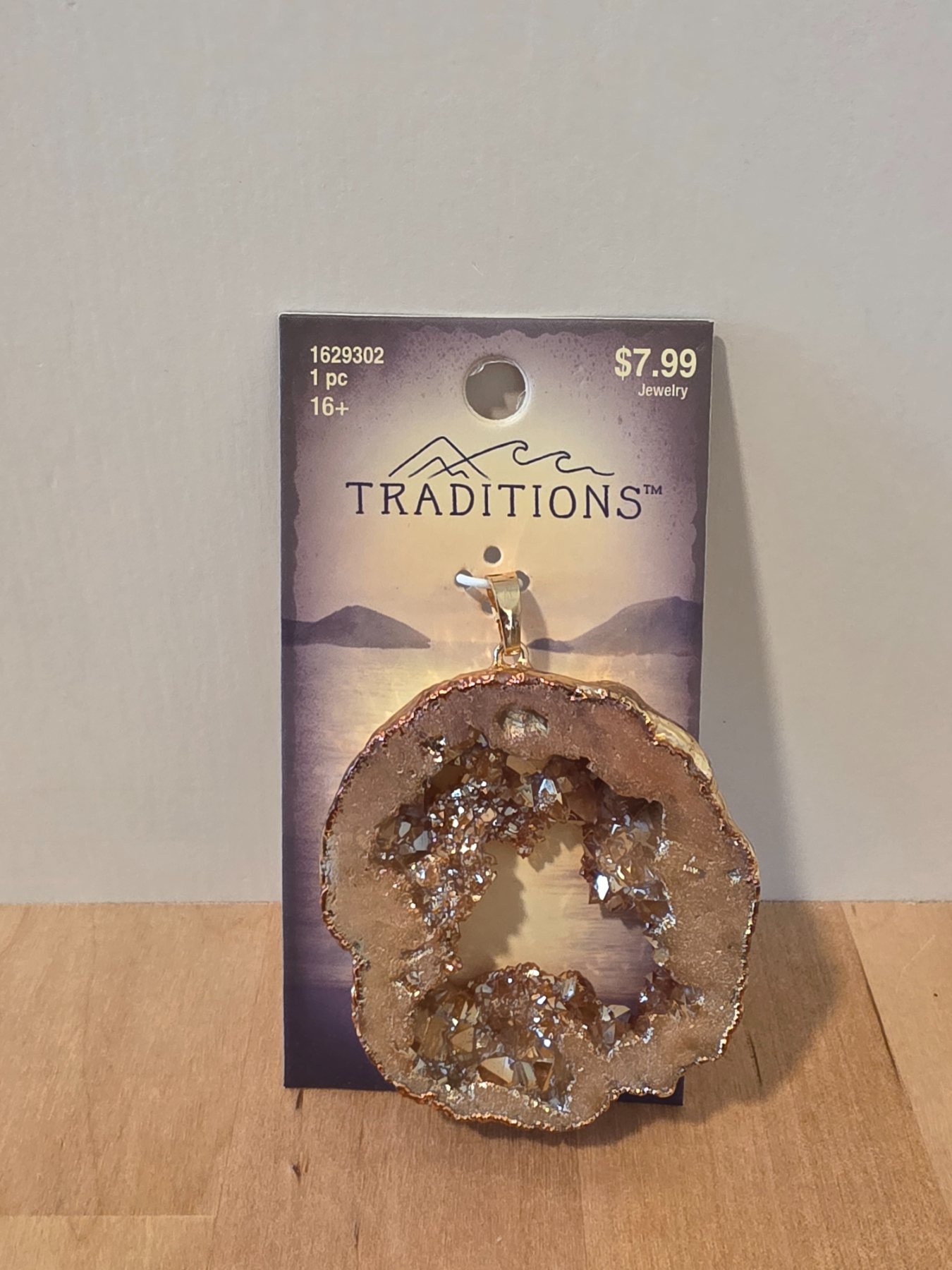 Traditions Plated Agate Window Pendant Gold Tone 1629302