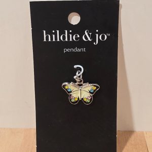 Hildie & Jo Butterfly Pendant Multicolor Rhinestone Silver Tone