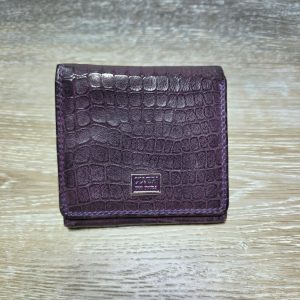 Coveri You Young Purple Croc Embossed Leather Bifold Wallet