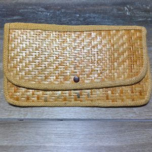 Woven Natural Fiber Envelope Clutch Purse Snap Closure Boho