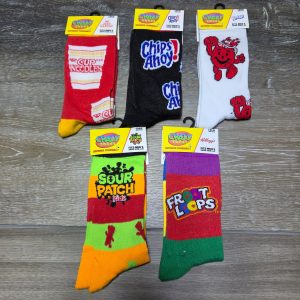 Crazy Socks 5 Pair Crew Sock Lot Food Logos Men's Shoe Size 6-12