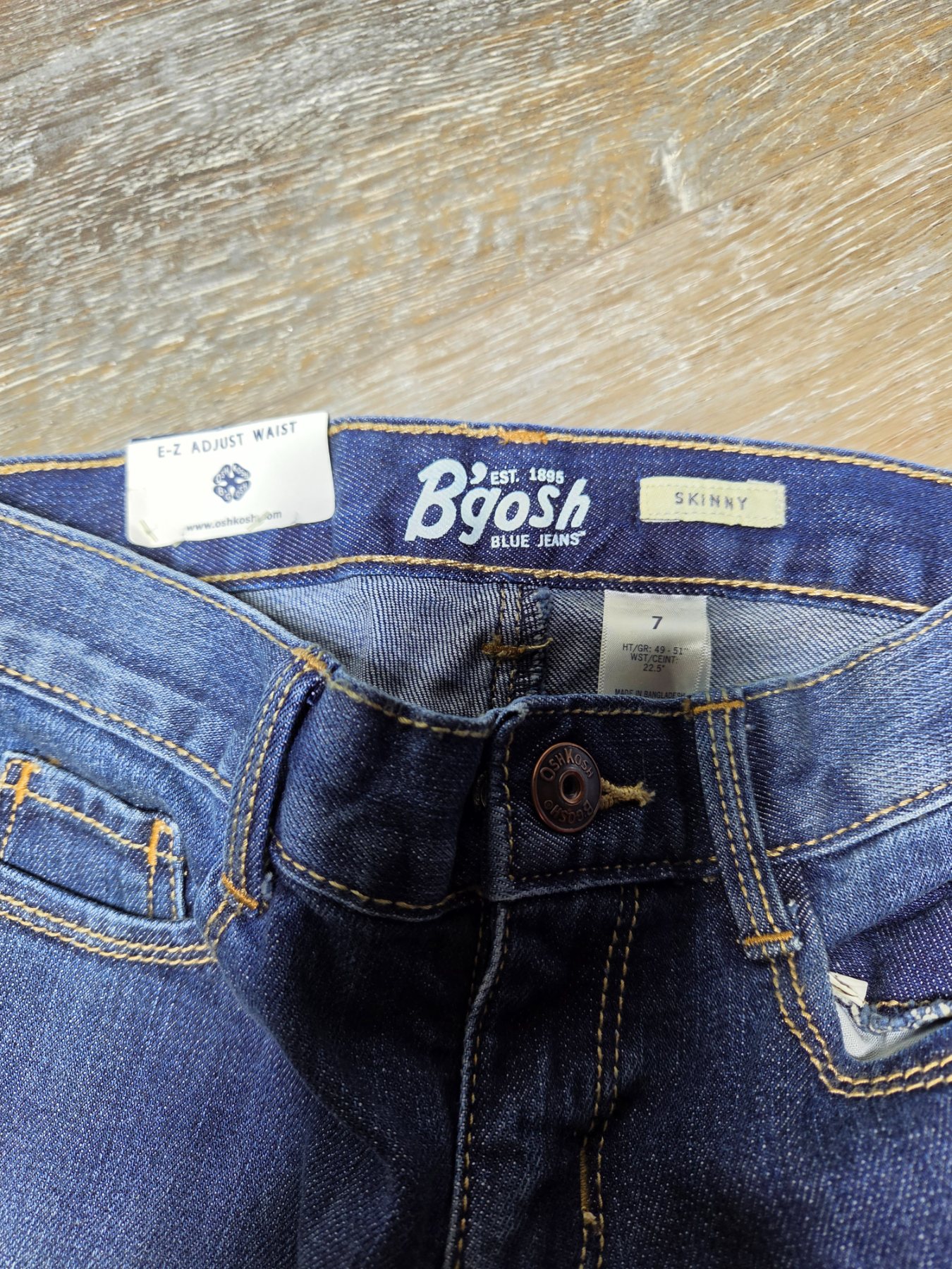 OshKosh B'gosh Skinny Jeans Girls Size 7 Dark Wash Adjustable Waist - Image 2