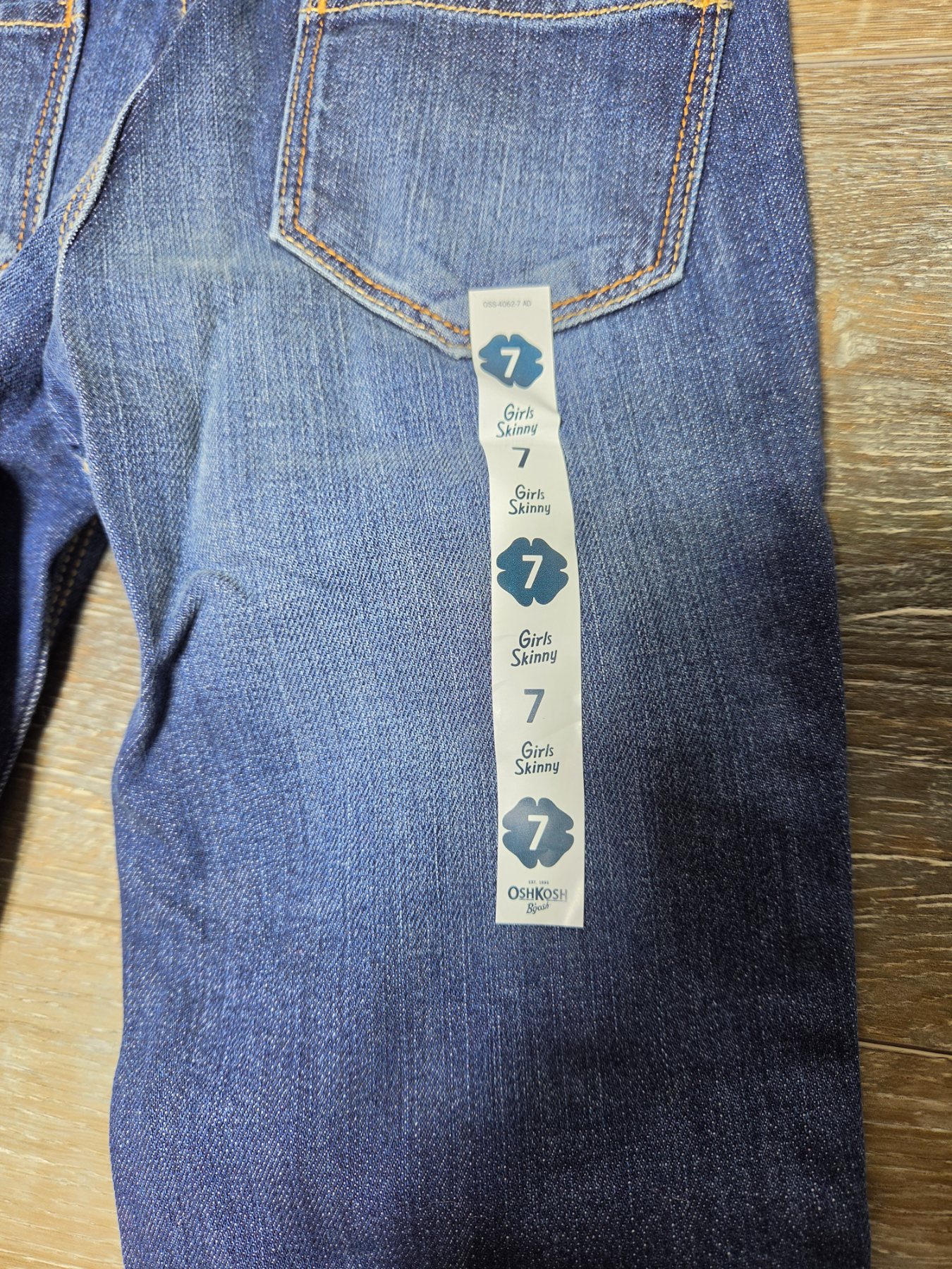 OshKosh B'gosh Skinny Jeans Girls Size 7 Dark Wash Adjustable Waist - Image 5