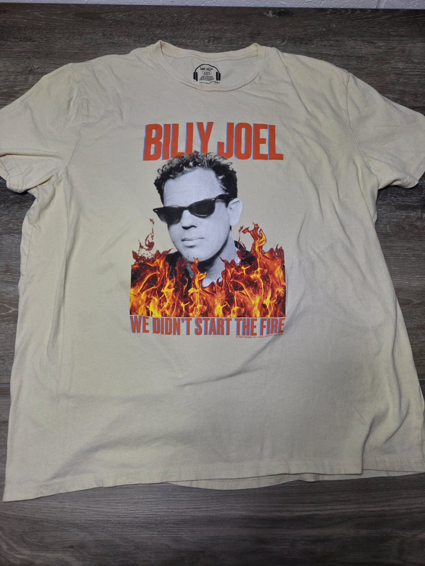 Lee Billy Joel Graphic T-Shirt Men's XL Beige We Didn't Start the Fire