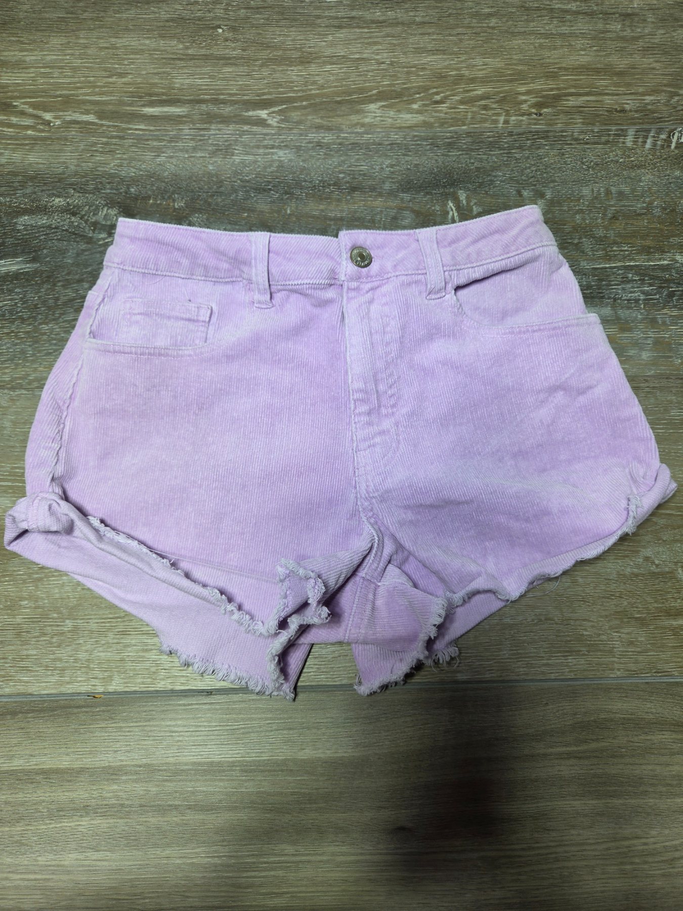 Forever 21 Corduroy High Rise Raw Hem Shorts Women's Size 28 Lavender