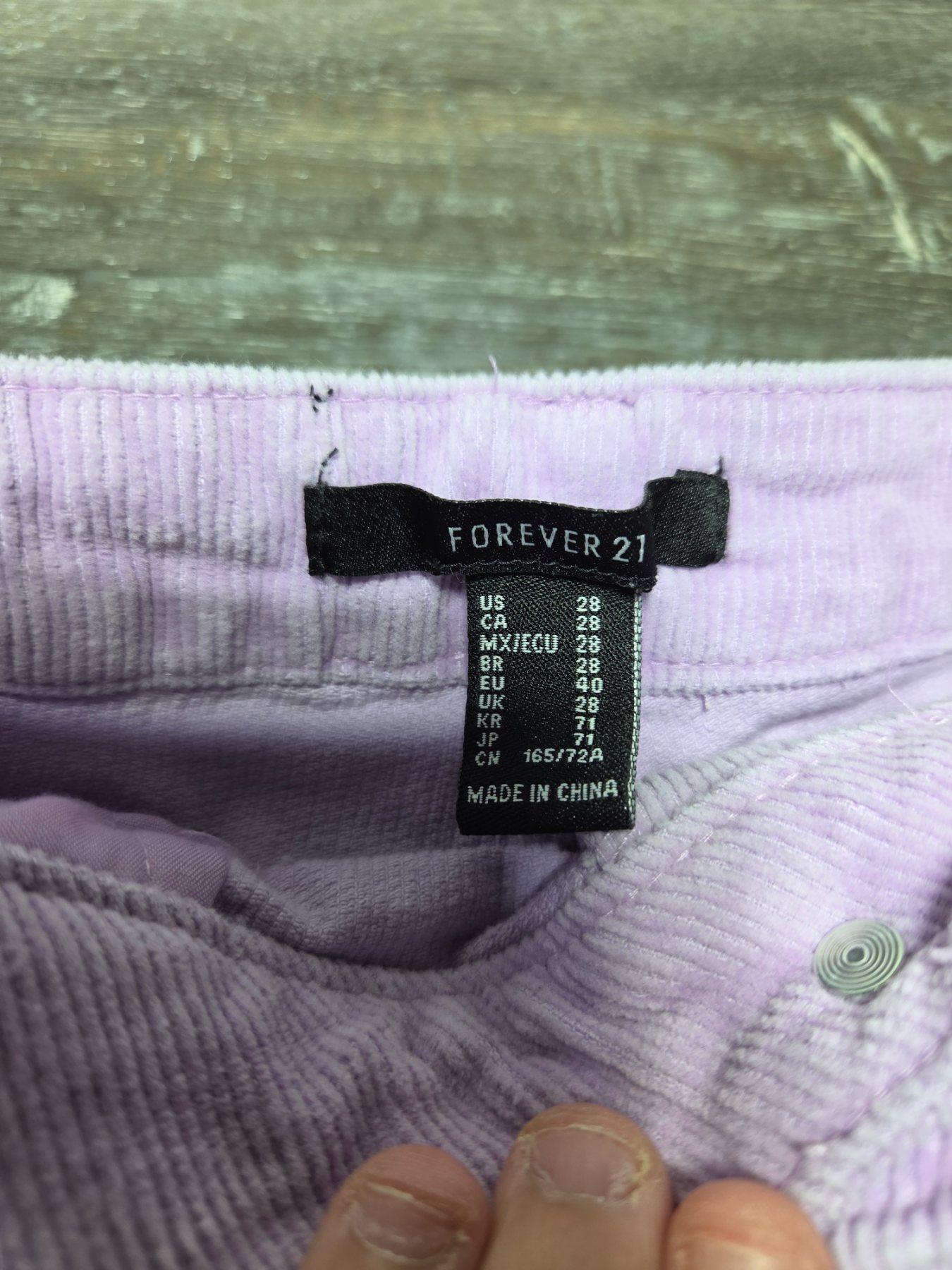 Forever 21 Corduroy High Rise Raw Hem Shorts Women's Size 28 Lavender - Image 2