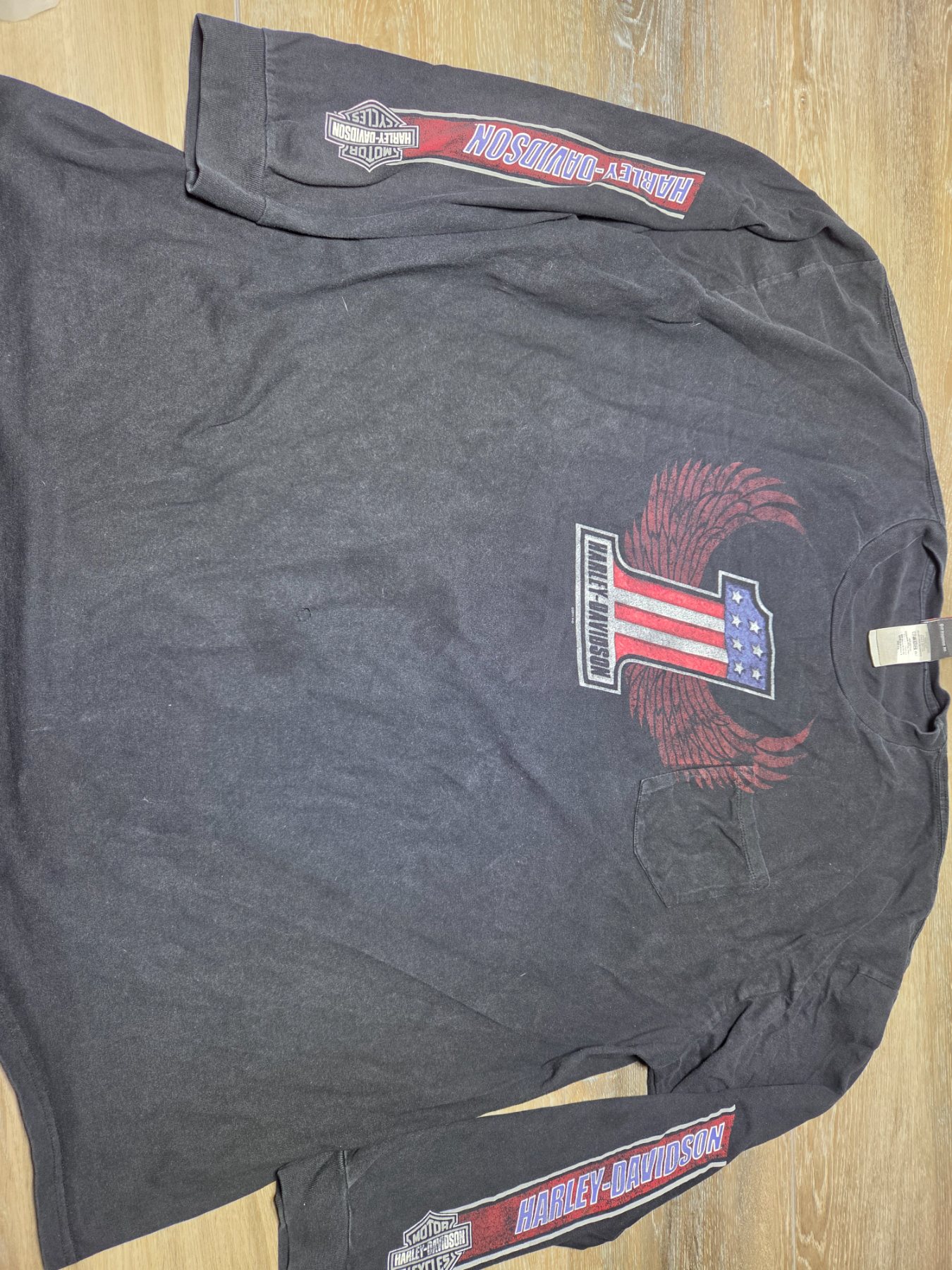 Harley-Davidson Long Sleeve Pocket T Shirt Mens 2XL Black Kokomo IN 2011 - Image 2