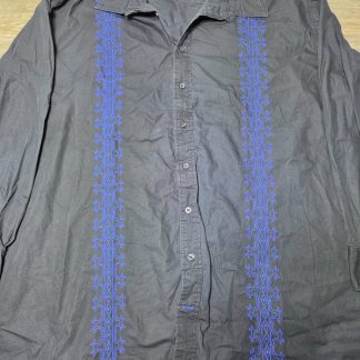 Synrgy Embroidered Button-Up Shirt Men's 5XL Black Blue Long Sleeve