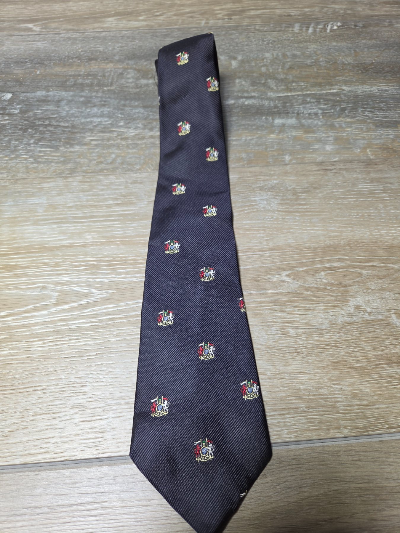 Vintage Fil a Fil Paris Silk Crest Necktie Men's Black