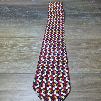 Gianfranco Varty Men's Silk Tie Cherry Print Navy Red Made in Italy