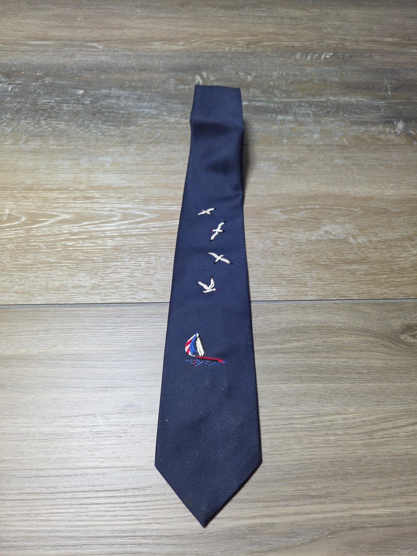 Charing Cross Navy Blue Sailboat Seagull Novelty Necktie