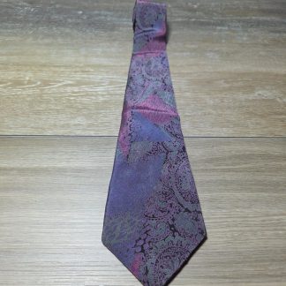 Parcomo Pure Silk Paisley Necktie Purple Green Pink