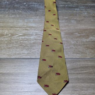 Men's Yellow Silk Novelty Classic Car Print Necktie