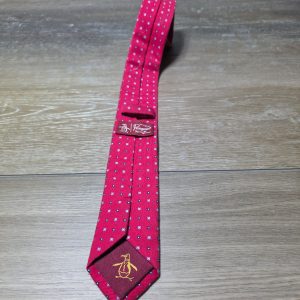 Original Penguin by Munsingwear Red 100% Silk Geometric Necktie