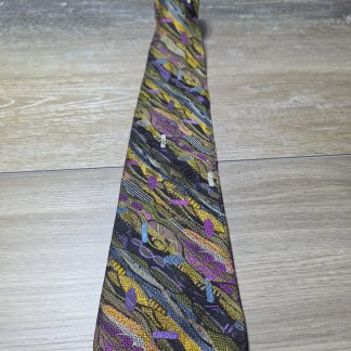 Vintage Abstract Multicolor Silk Necktie