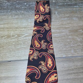 Oscar de la Renta Couture Paisley Necktie Men's Black Red Gold