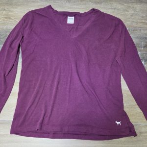 PINK Victoria's Secret V-Neck Long Sleeve Graphic Tee Women's S Purple