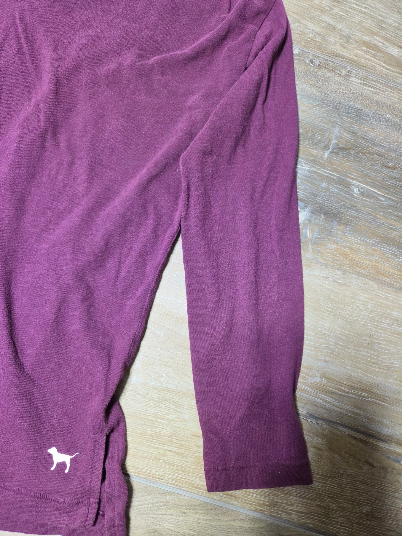 PINK Victoria's Secret V-Neck Long Sleeve Graphic Tee Women's S Purple - Image 3