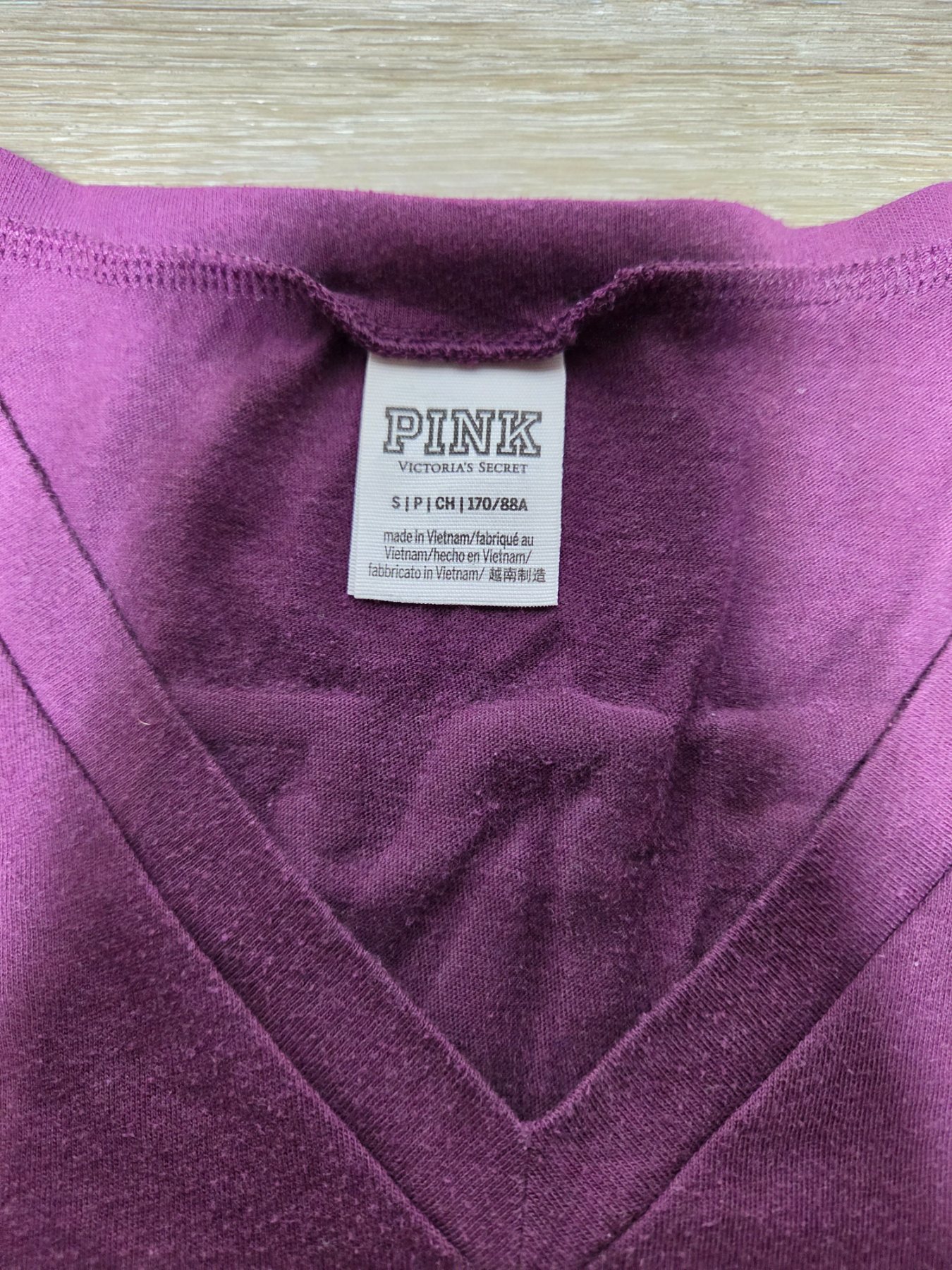 PINK Victoria's Secret V-Neck Long Sleeve Graphic Tee Women's S Purple - Image 5