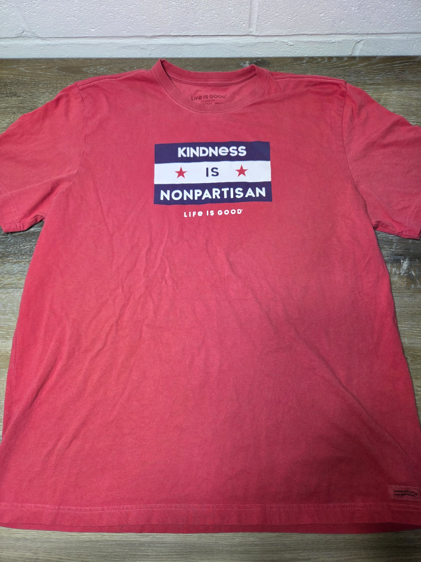 Life is Crusher Tee Kindness Is Nonpartisan Men's XXL Red T-Shirt