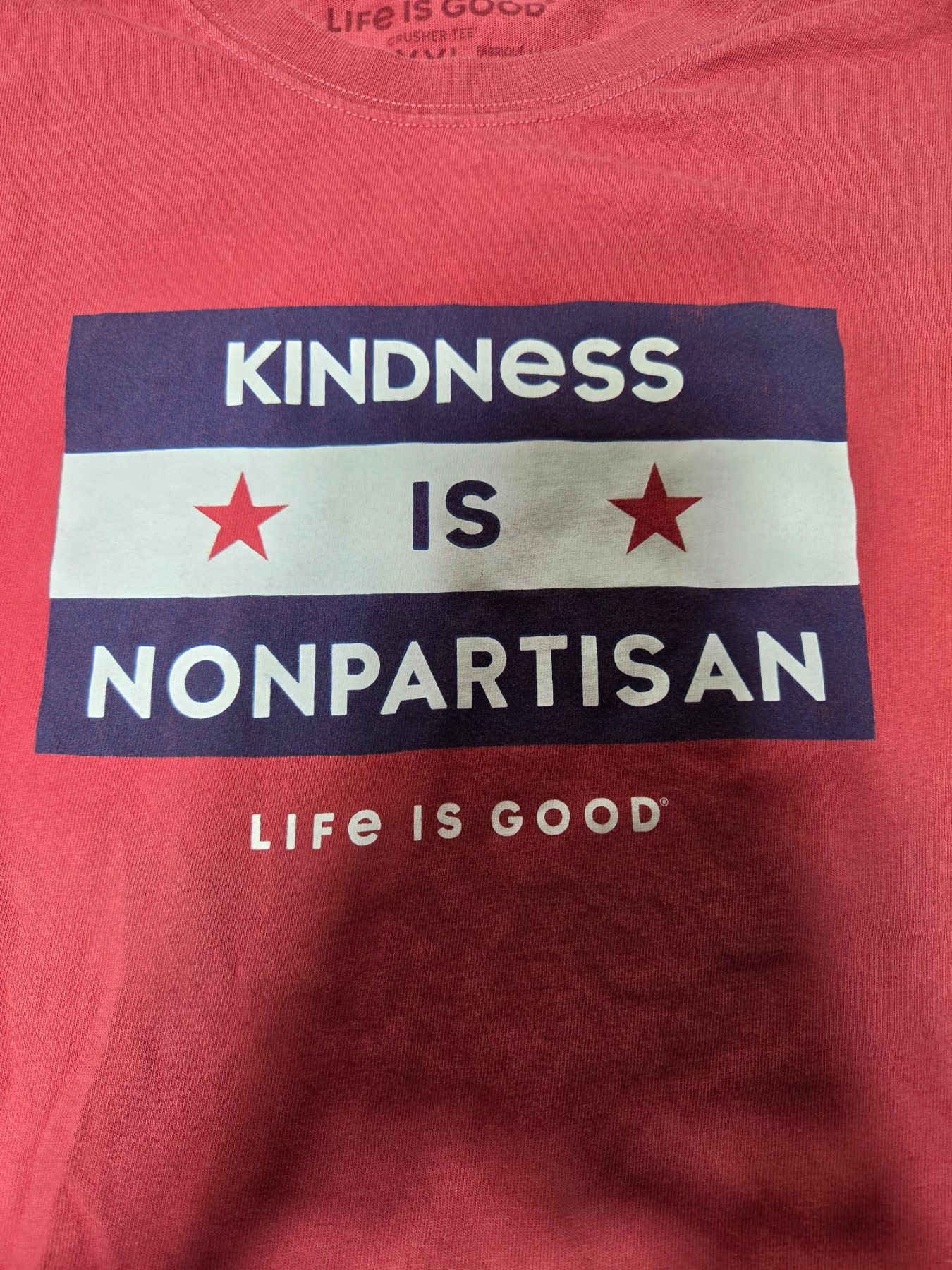 Life is Crusher Tee Kindness Is Nonpartisan Men's XXL Red T-Shirt - Image 2