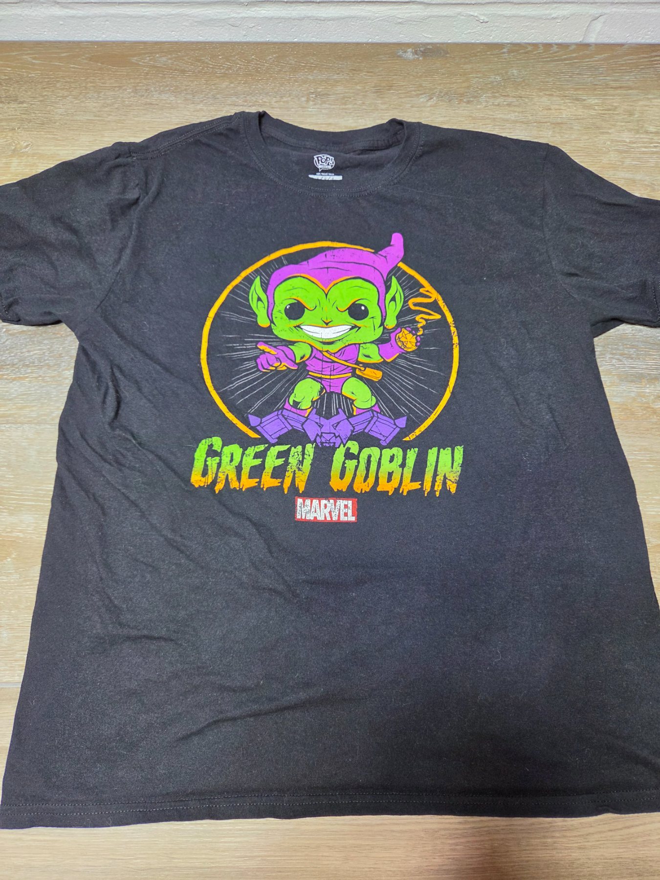 Funko Pop Tees Marvel Green Goblin Graphic T-Shirt Men's L Black 2019