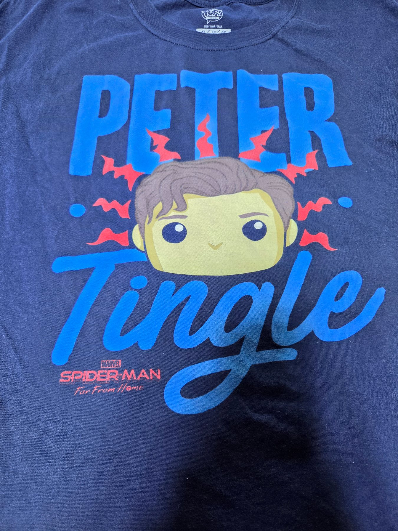 Funko Pop Tees Marvel Spider-Man Peter Tingle Graphic T-Shirt XL Navy - Image 2