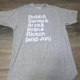 Game of Thrones Graphic T-Shirt Men's L Gray Robb Sansa Arya Bran Rickon