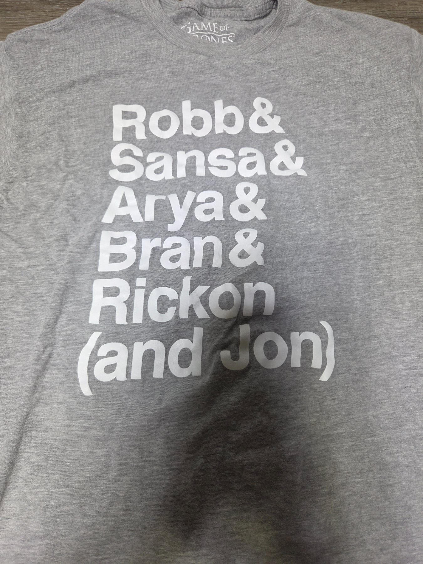 Game of Thrones Graphic T-Shirt Men's L Gray Robb Sansa Arya Bran Rickon - Image 2