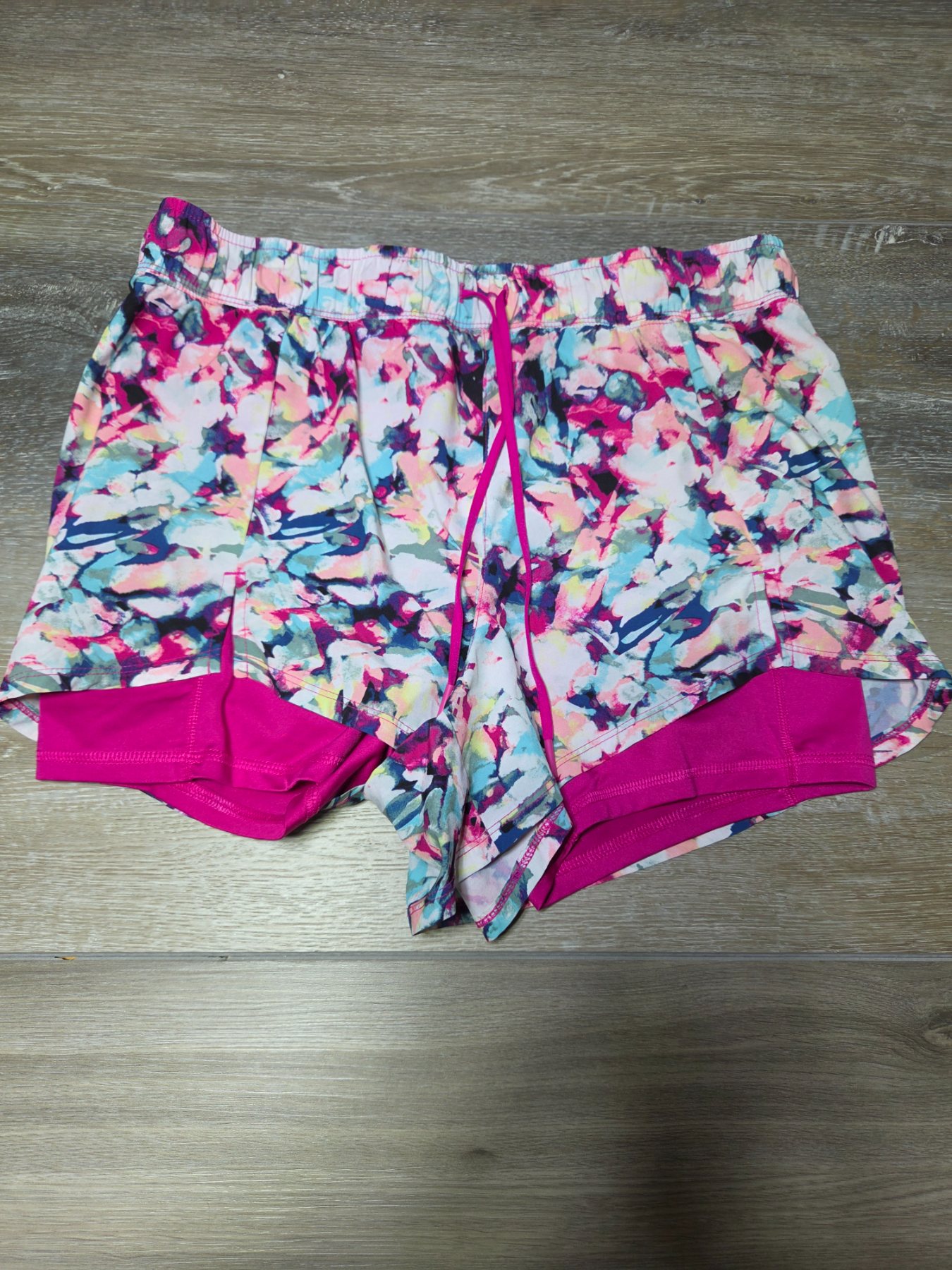Avia 2-in-1 Athletic Shorts Girls L 12-14 Floral Multicolor