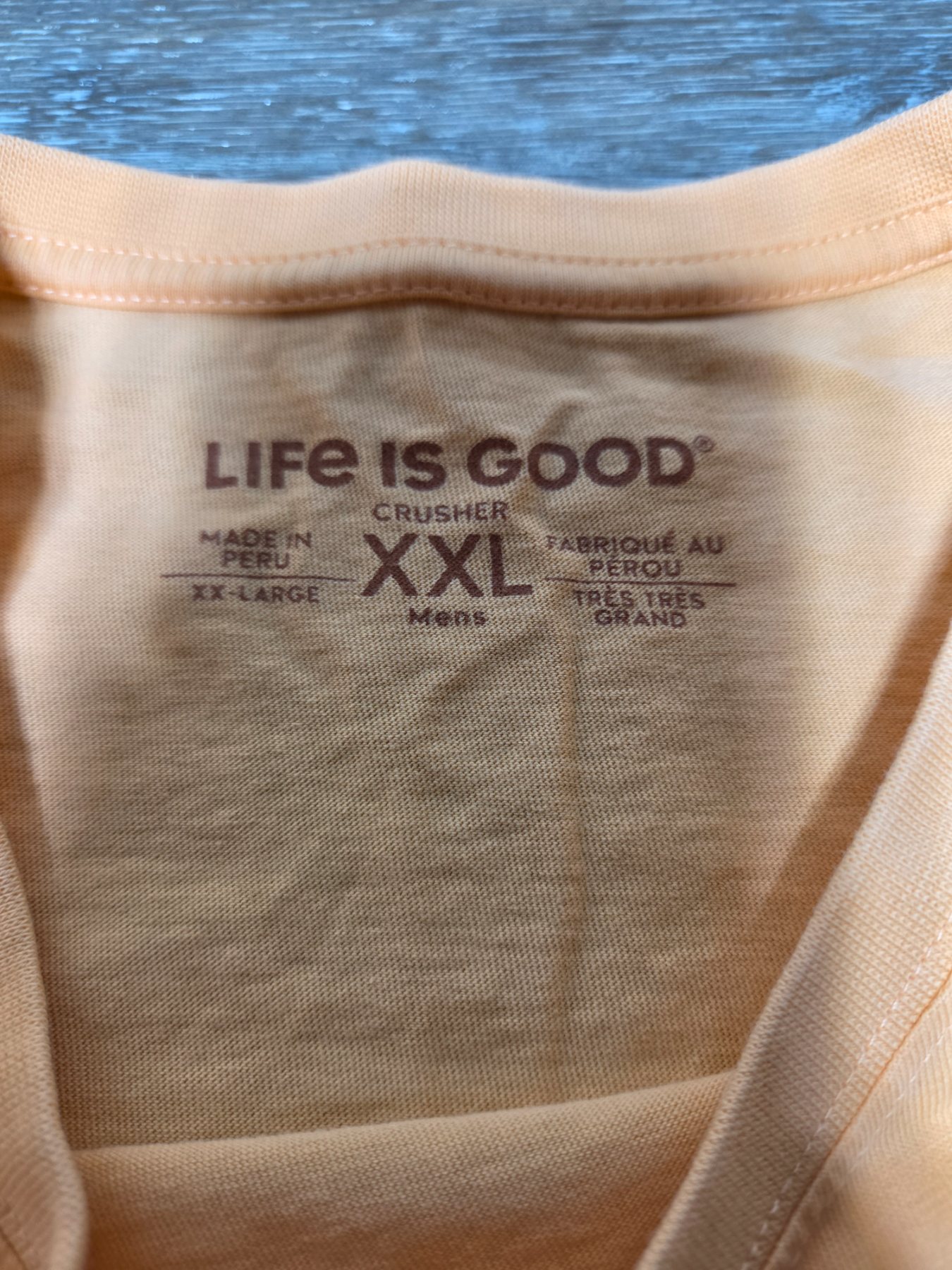 Life Is Crusher Dog Sunset Pier Graphic T-Shirt Men's XXL Peach - Image 4