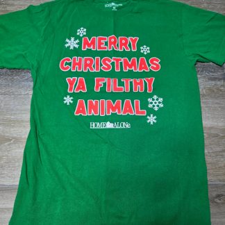 Home Alone Ya Filthy Animal Christmas Graphic T-Shirt Adult M Green