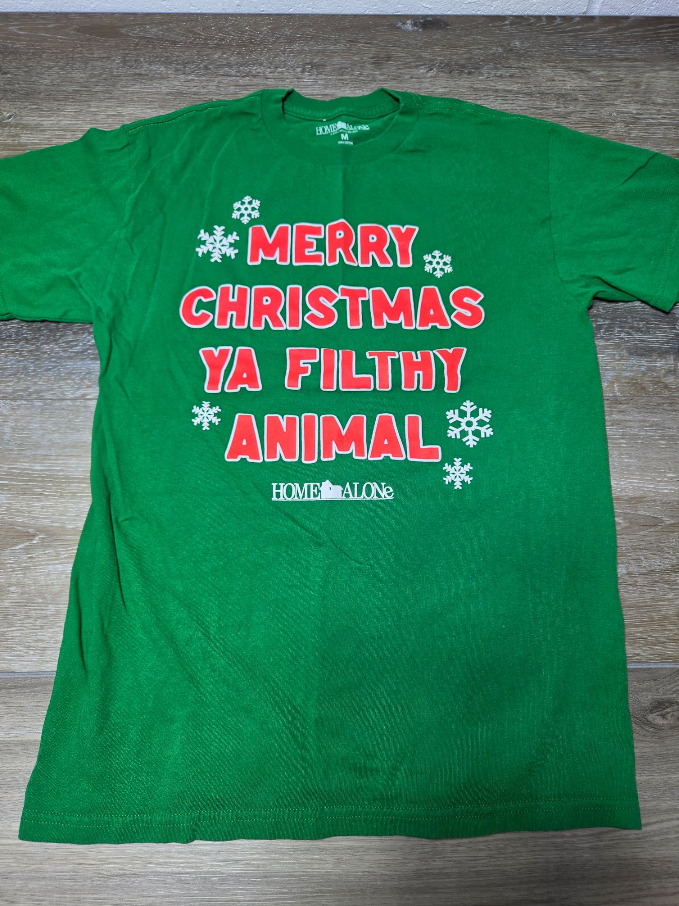 Home Alone Ya Filthy Animal Christmas Graphic T-Shirt Adult M Green