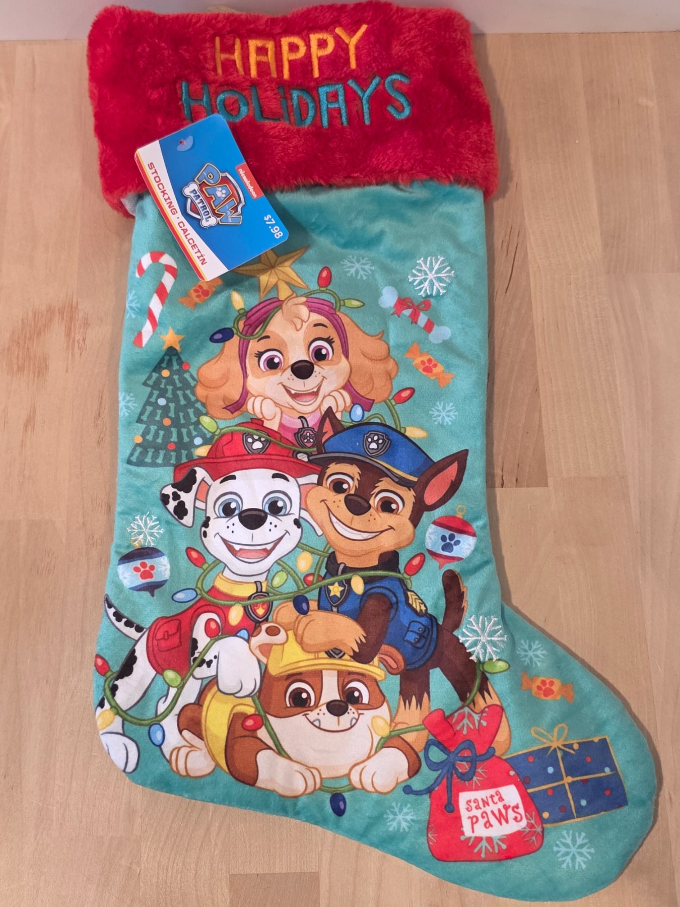 Paw Patrol Christmas Stocking Happy Holidays Chase Marshall Skye Rubble