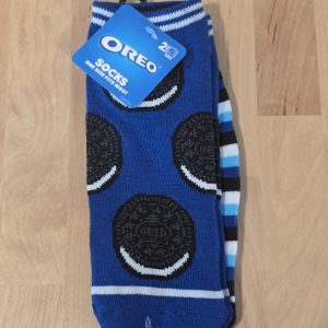 Oreo 2 Pair Ankle Socks One Size Fits Most Blue Black Cookie Print