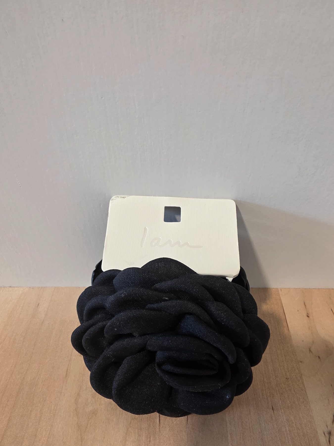 I Am Black Fabric Rose Flower Hair Claw Clip